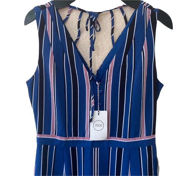 1901 Blue Multi-Color Stripe Wide Leg Cropped Jumpsuit - Picture 5 of 11